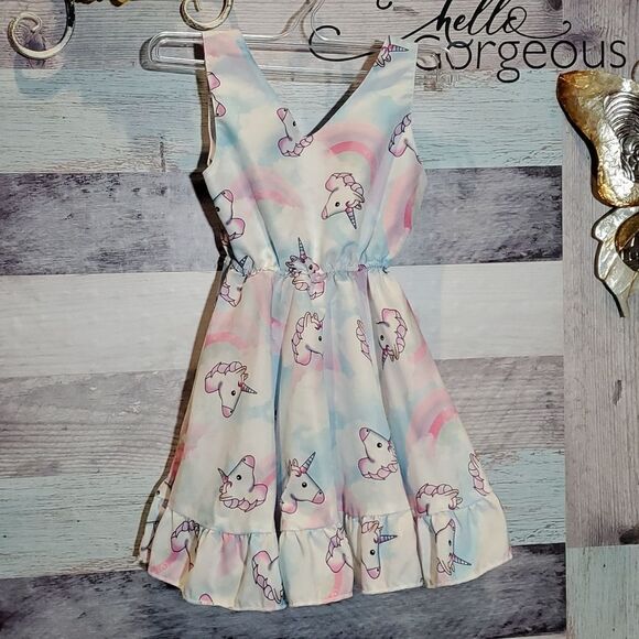 Handmade Unicorn Pastel Tie-Dye Clouds Sleeveless Dress 2T?? - Picture 1 of 5